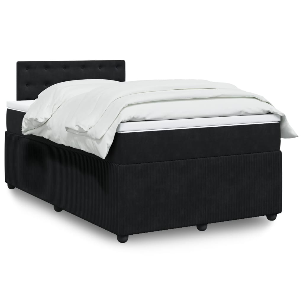 Pat box spring cu saltea, negru, 120x190 cm, catifea GartenMobel Dekor