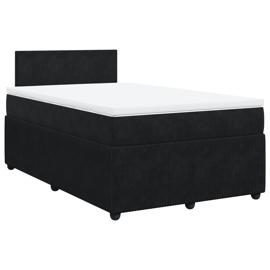 Pat box spring cu saltea, negru, 120x190 cm, catifea GartenMobel Dekor