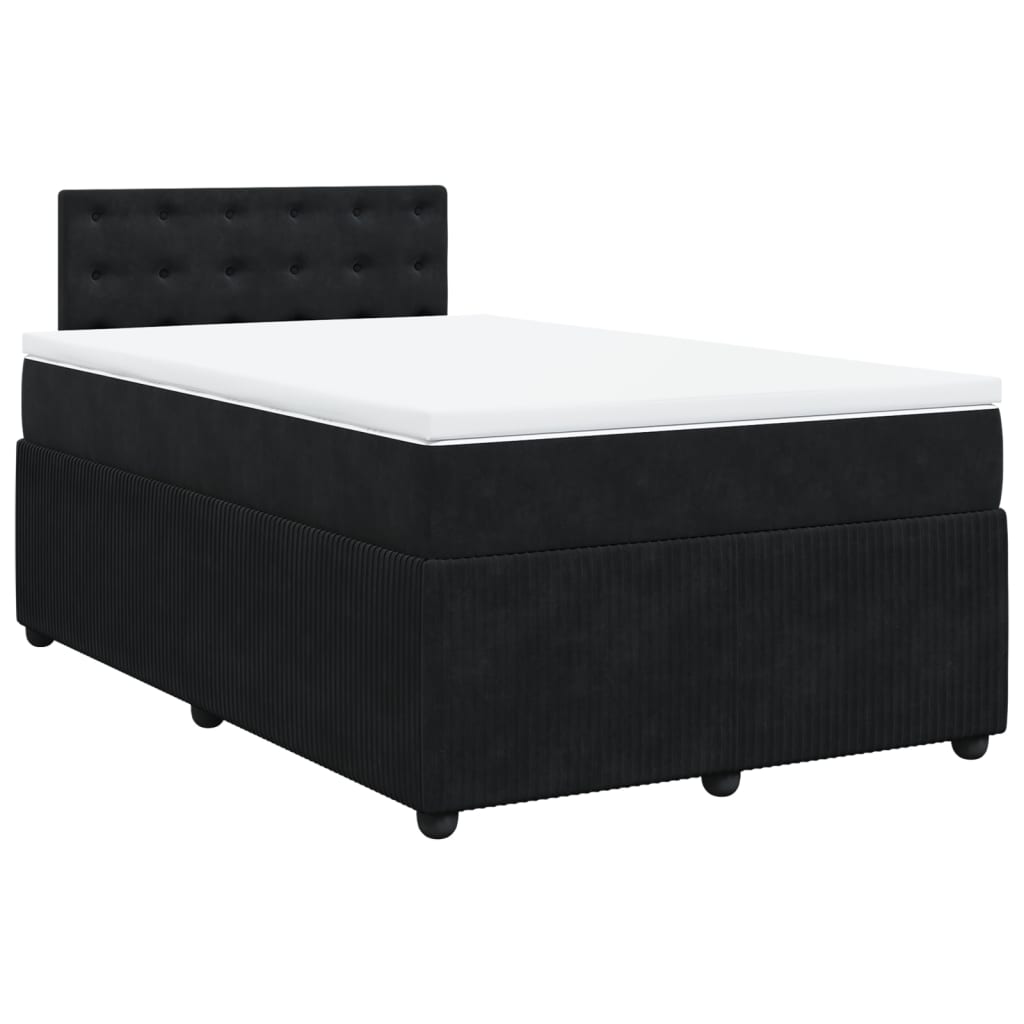 Pat box spring cu saltea, negru, 120x190 cm, catifea GartenMobel Dekor