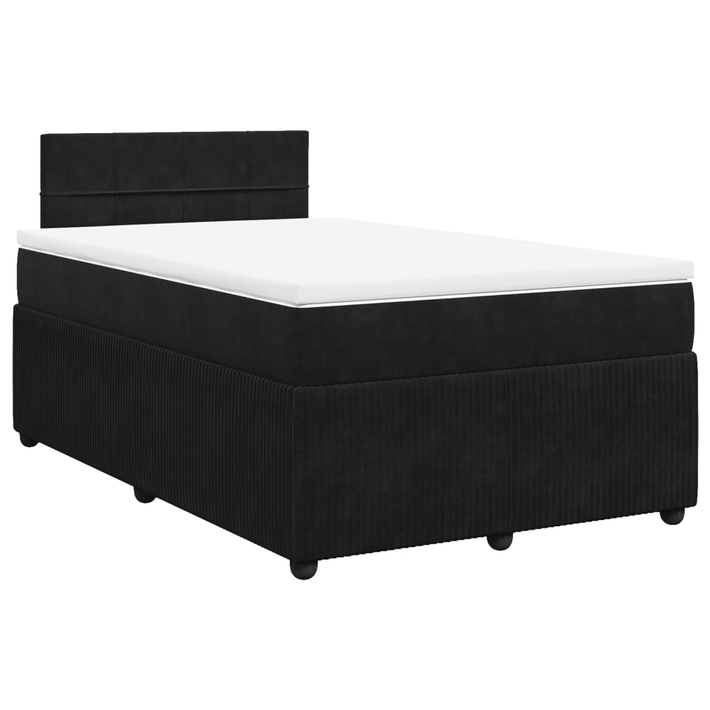 Pat box spring cu saltea, negru, 120x190 cm, catifea GartenMobel Dekor
