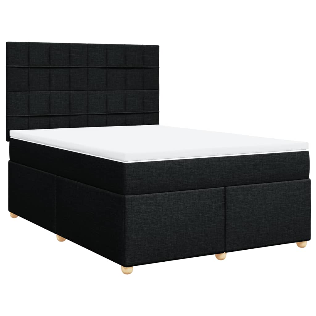 Pat box spring cu saltea, negru, 140x190 cm, textil GartenMobel Dekor