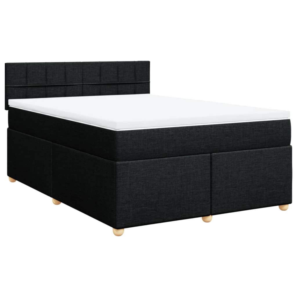 Pat box spring cu saltea, negru, 140x190 cm, textil GartenMobel Dekor