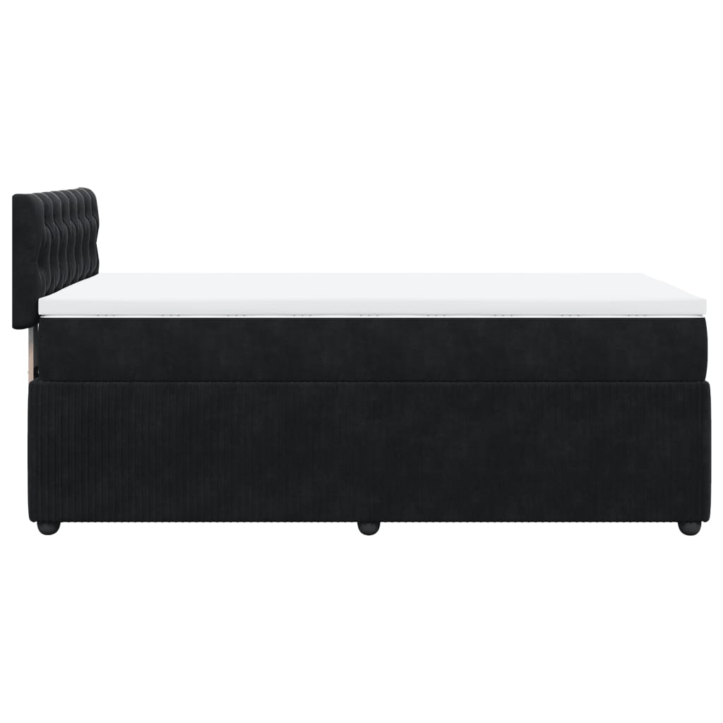 Pat box spring cu saltea, negru, 90x200 cm, catifea GartenMobel Dekor