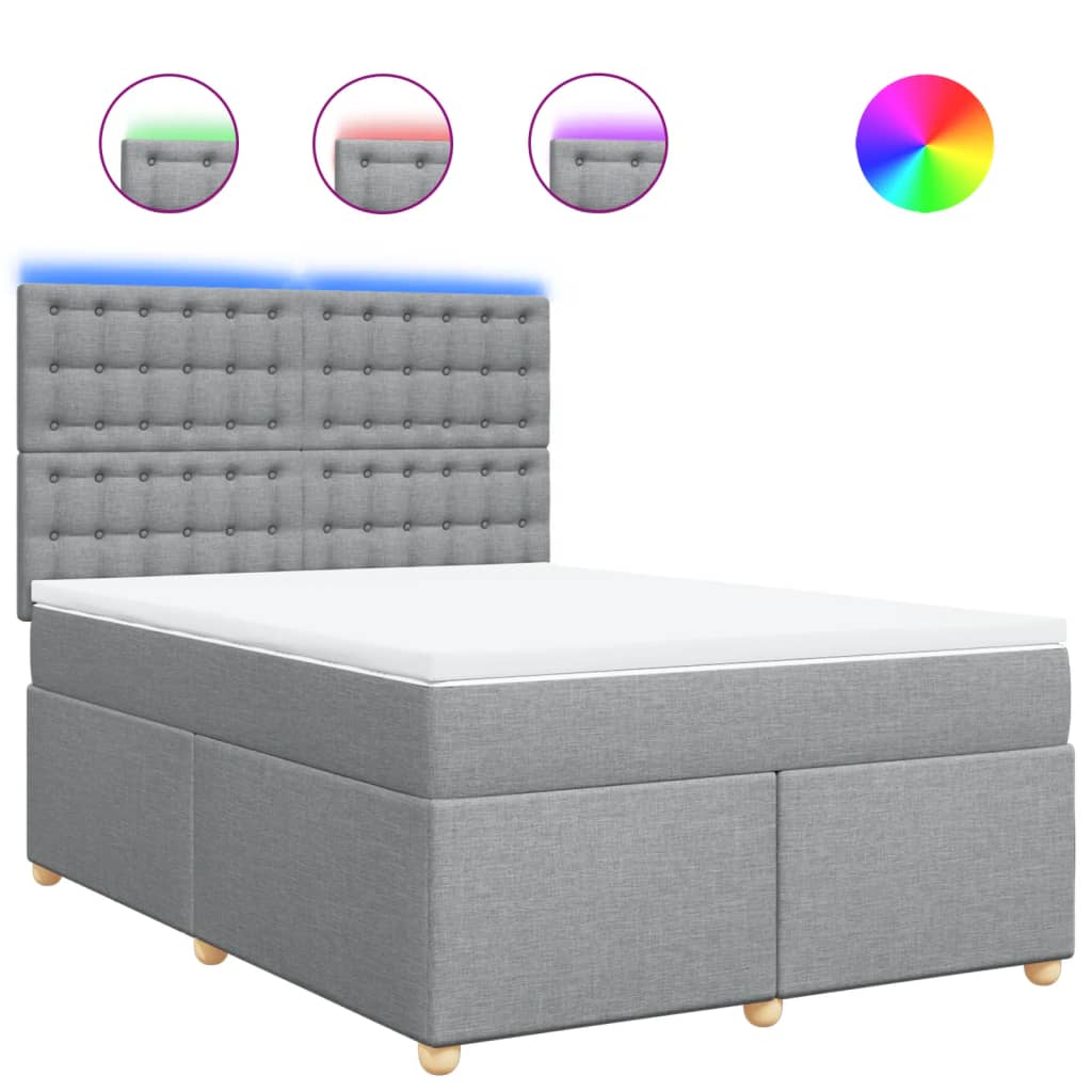 Pat box spring cu saltea, gri deschis, 140x190 cm, textil GartenMobel Dekor