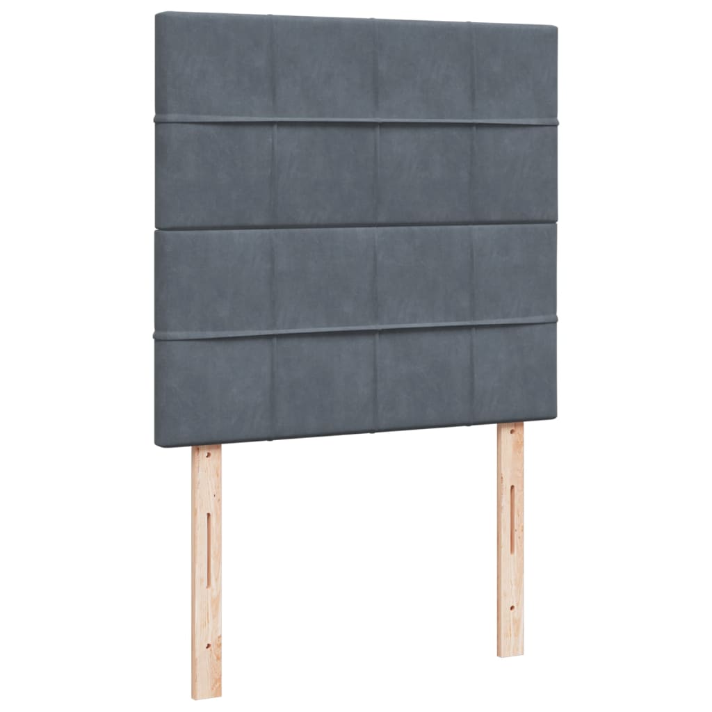 Pat box spring cu saltea, gri închis, 90x200 cm, catifea GartenMobel Dekor