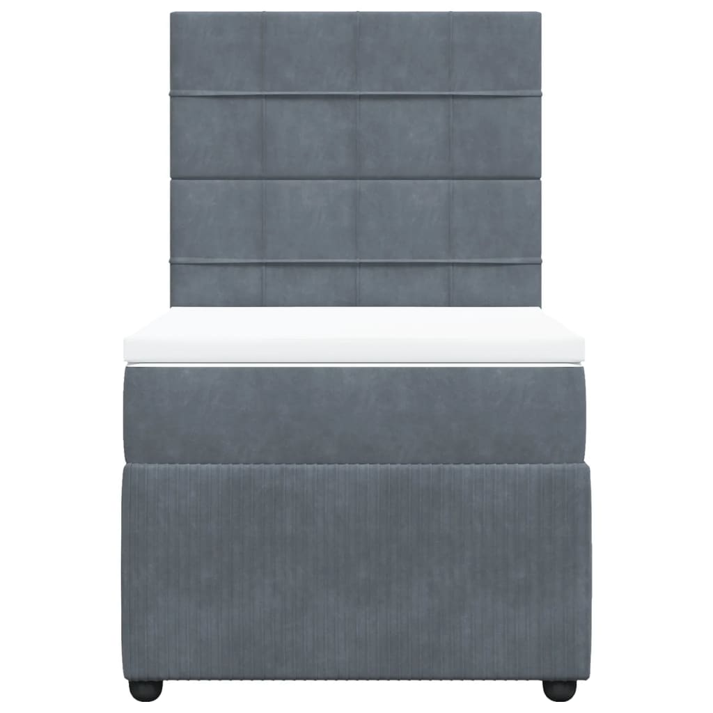 Pat box spring cu saltea, gri închis, 90x200 cm, catifea GartenMobel Dekor