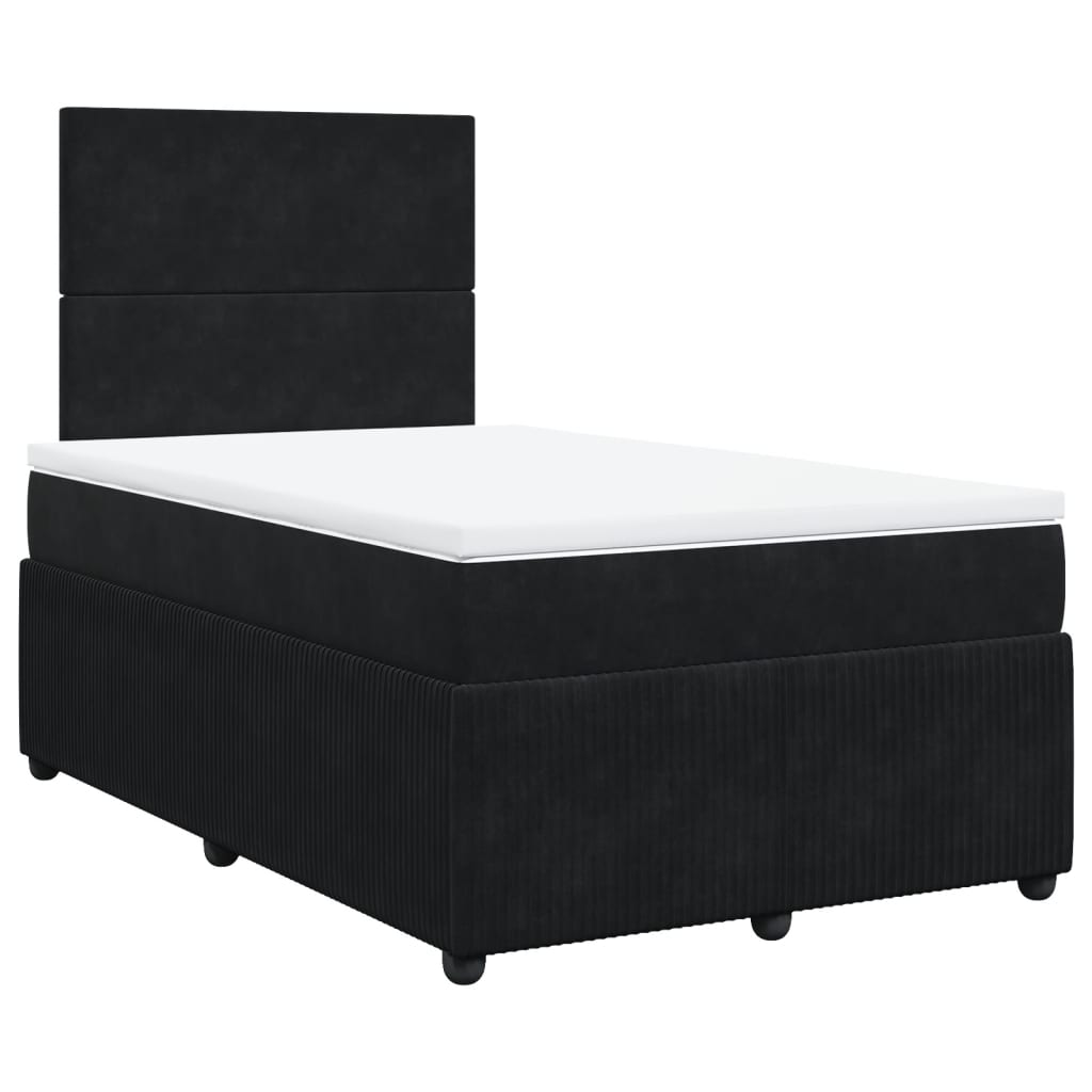 Pat box spring cu saltea, negru, 120x190 cm, catifea GartenMobel Dekor