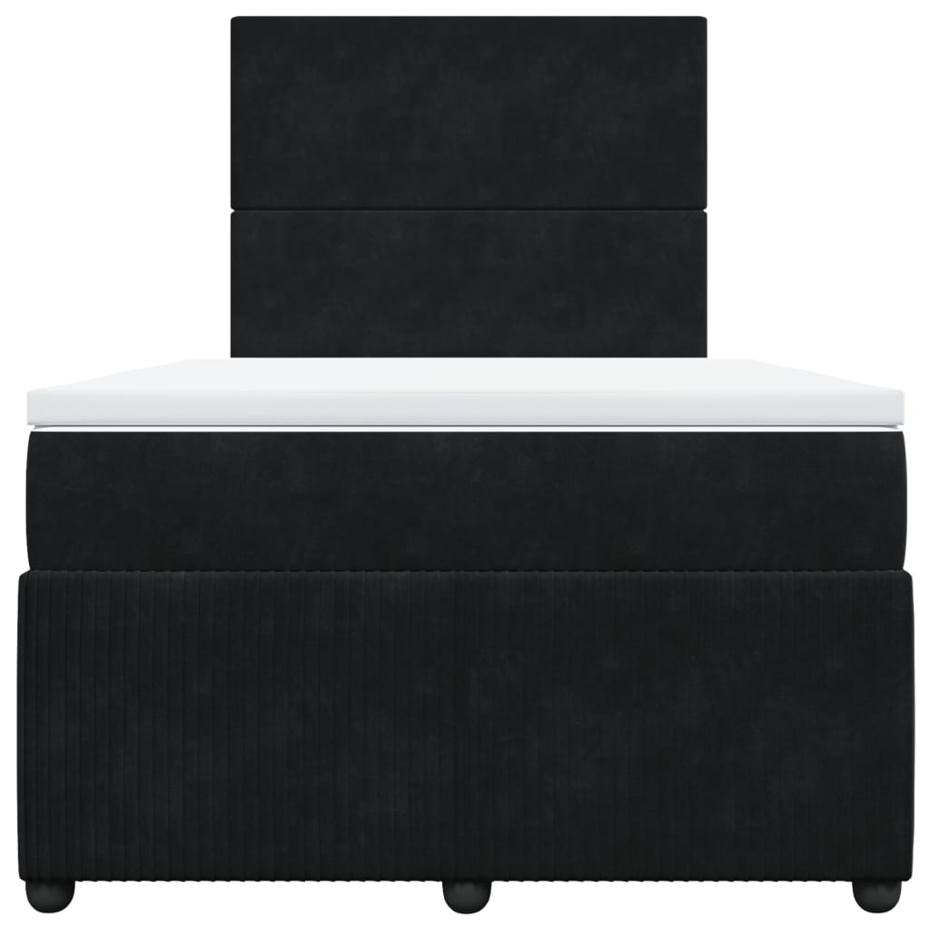Pat box spring cu saltea, negru, 120x190 cm, catifea GartenMobel Dekor