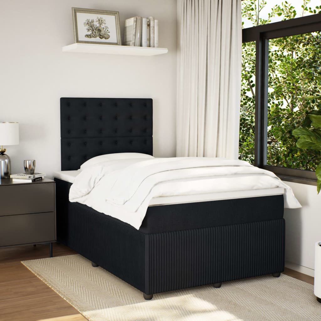 Pat box spring cu saltea, negru, 120x190 cm, catifea GartenMobel Dekor