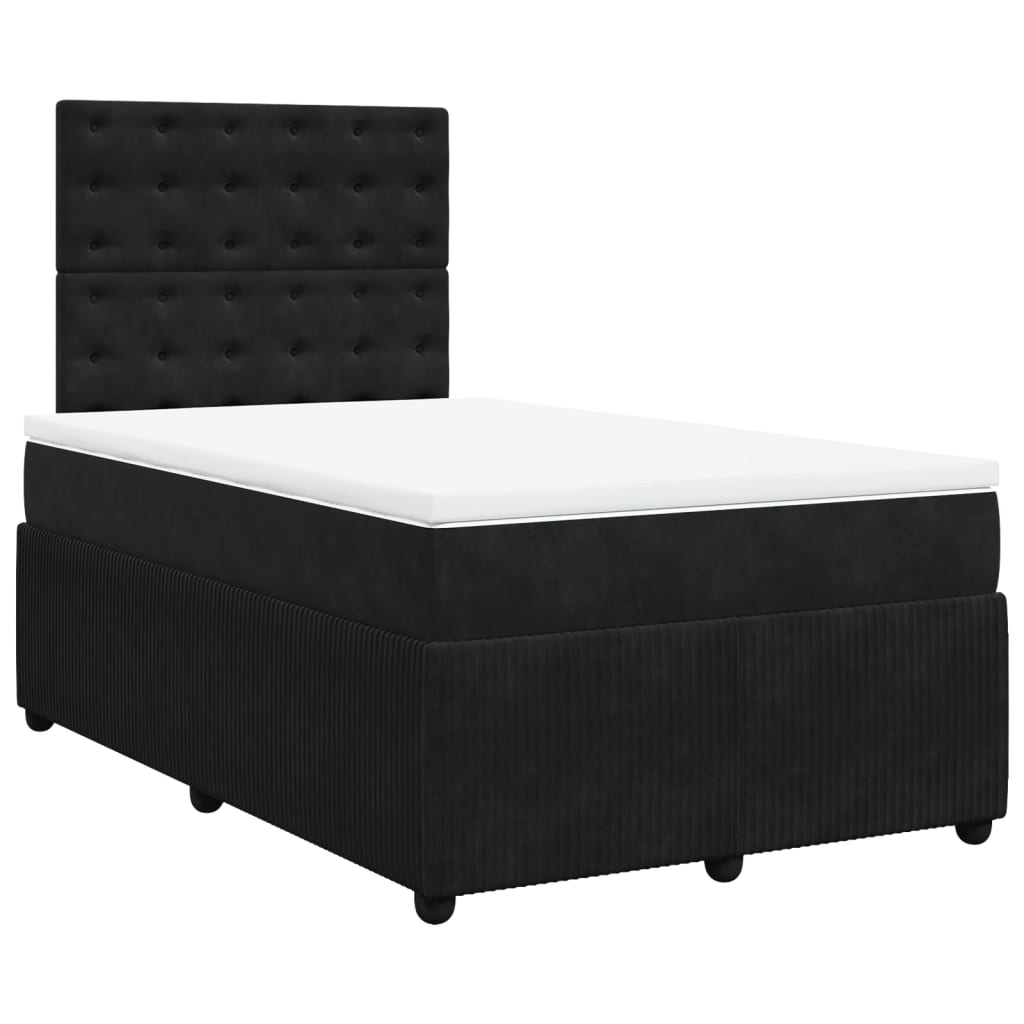 Pat box spring cu saltea, negru, 120x190 cm, catifea GartenMobel Dekor