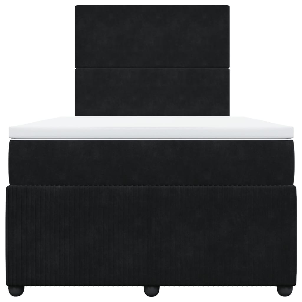 Pat box spring cu saltea, negru, 120x190 cm, catifea GartenMobel Dekor