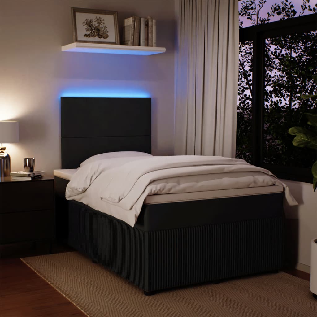 Pat box spring cu saltea, negru, 120x190 cm, catifea GartenMobel Dekor