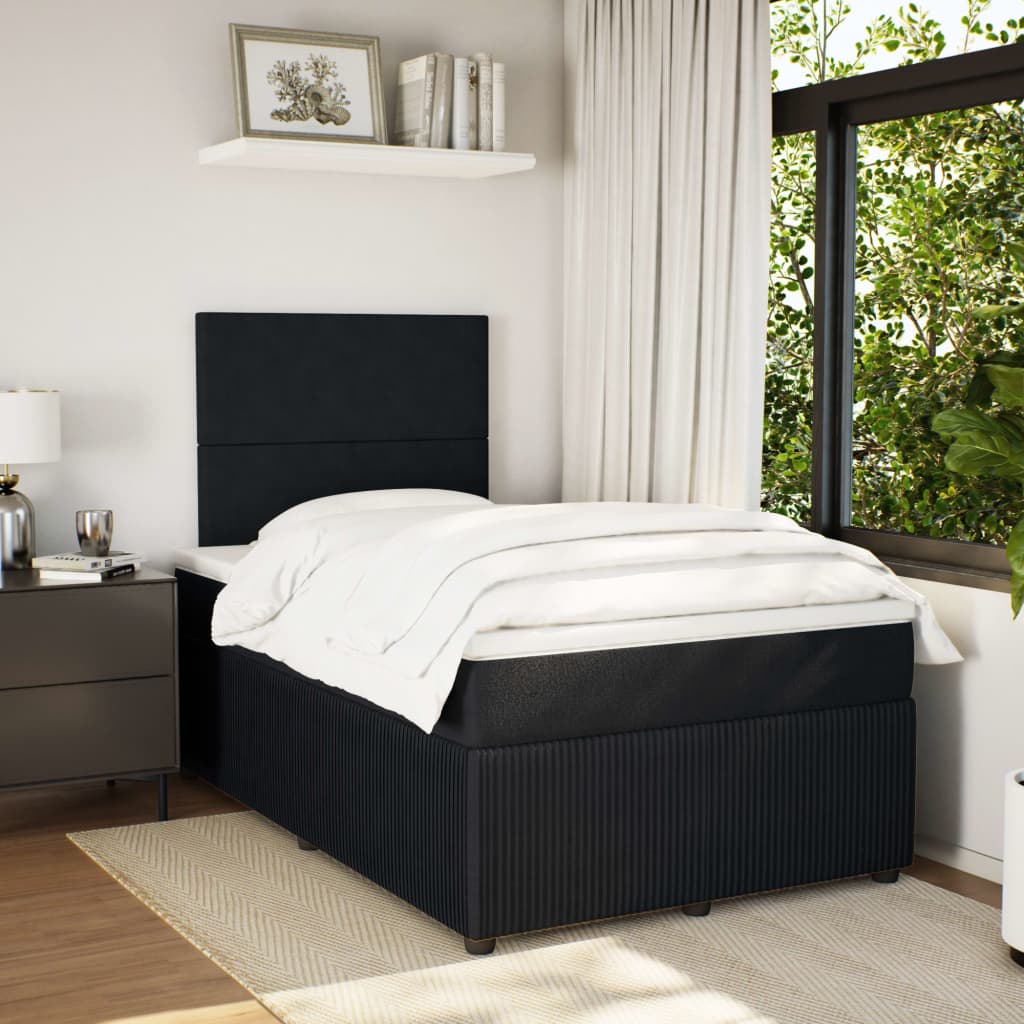 Pat box spring cu saltea, negru, 120x190 cm, catifea GartenMobel Dekor