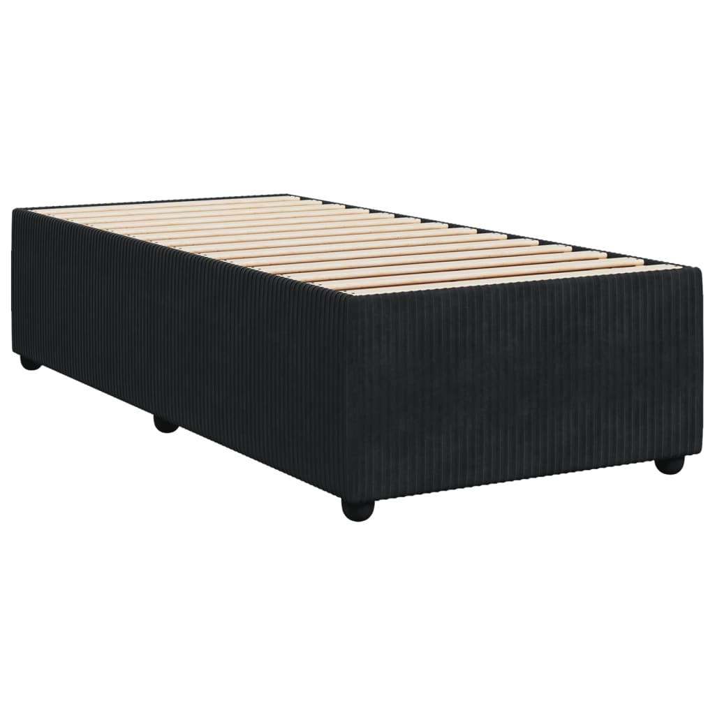 Pat box spring cu saltea, negru, 90x200 cm, catifea GartenMobel Dekor