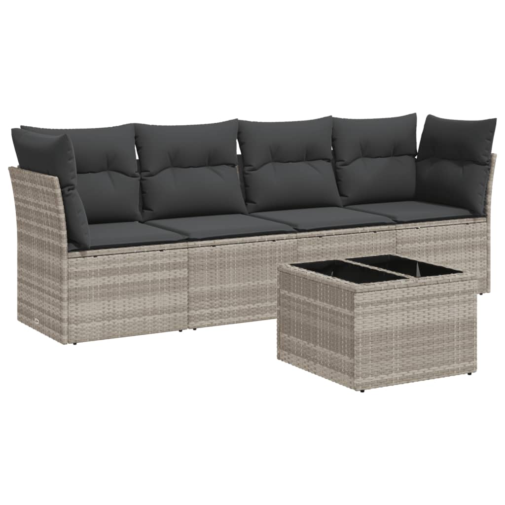 Set canapele de grădină cu perne, 5 piese gri deschis poliratan GartenMobel Dekor