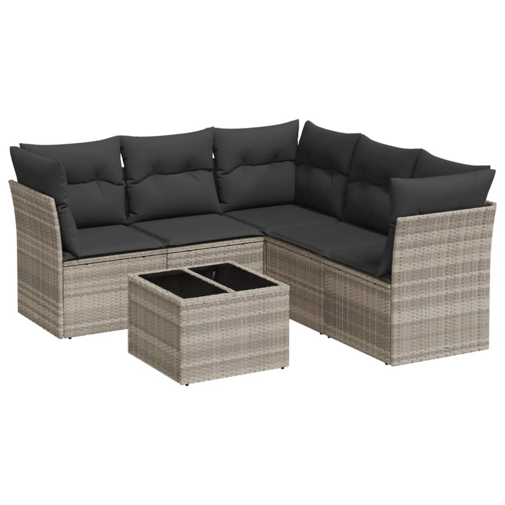 Set canapele de grădină cu perne, 6 piese gri deschis poliratan GartenMobel Dekor