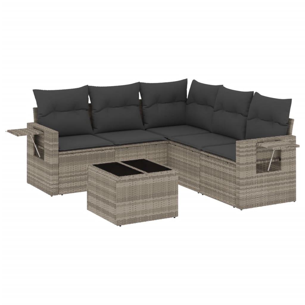Set canapele de grădină cu perne, 6 piese gri deschis poliratan GartenMobel Dekor