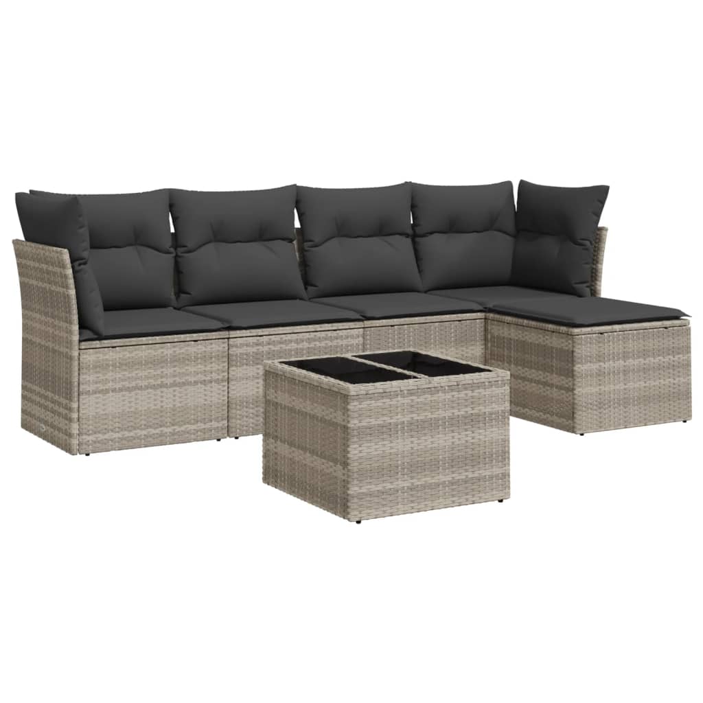 Set canapele de grădină cu perne, 6 piese gri deschis poliratan GartenMobel Dekor