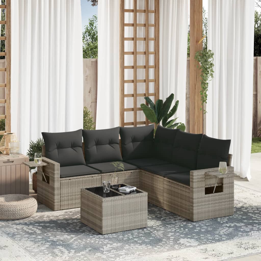 Set canapele de grădină cu perne, 6 piese gri deschis poliratan GartenMobel Dekor