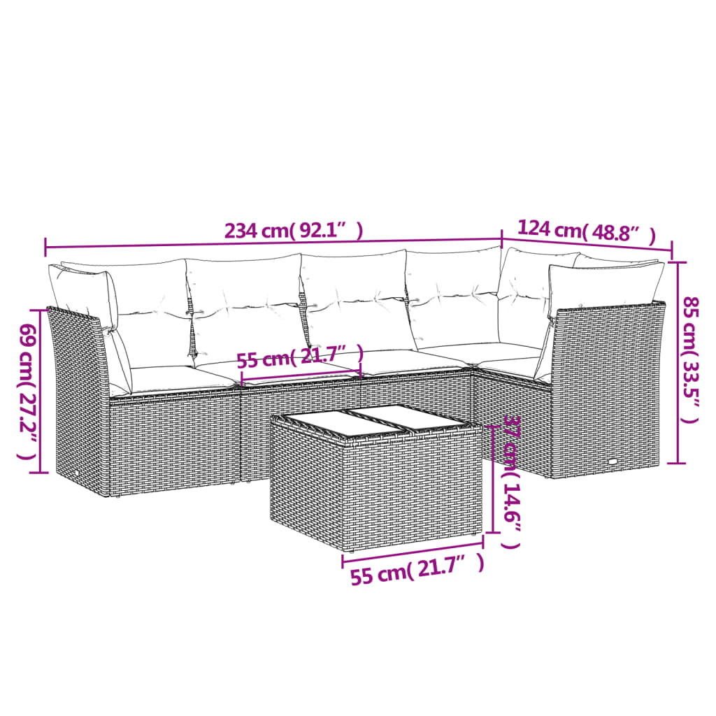Set canapele de grădină cu perne, 6 piese gri deschis poliratan GartenMobel Dekor
