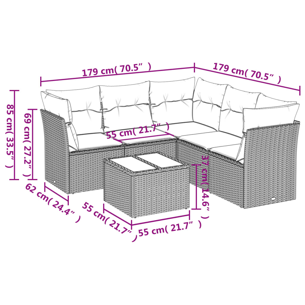 Set canapele de grădină cu perne, 6 piese gri deschis poliratan GartenMobel Dekor