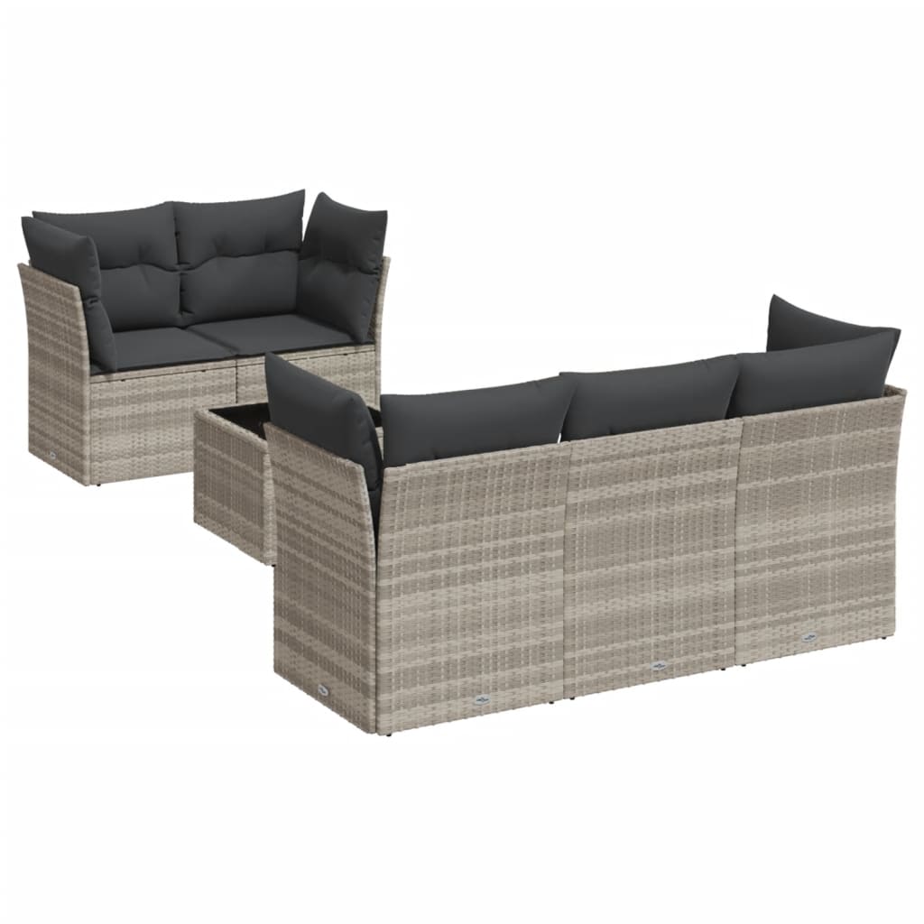 Set canapele de grădină cu perne, 6 piese gri deschis poliratan GartenMobel Dekor