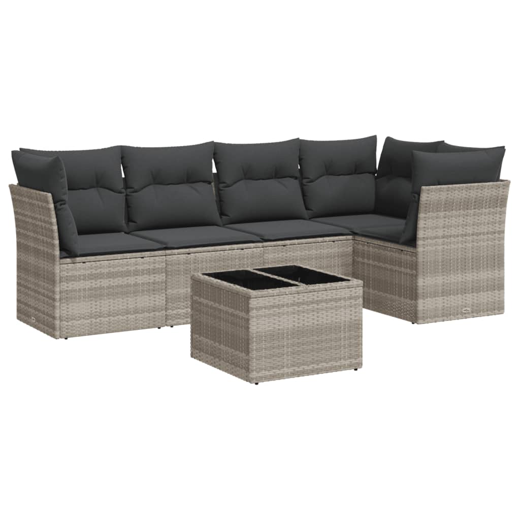Set canapele de grădină cu perne, 6 piese gri deschis poliratan GartenMobel Dekor