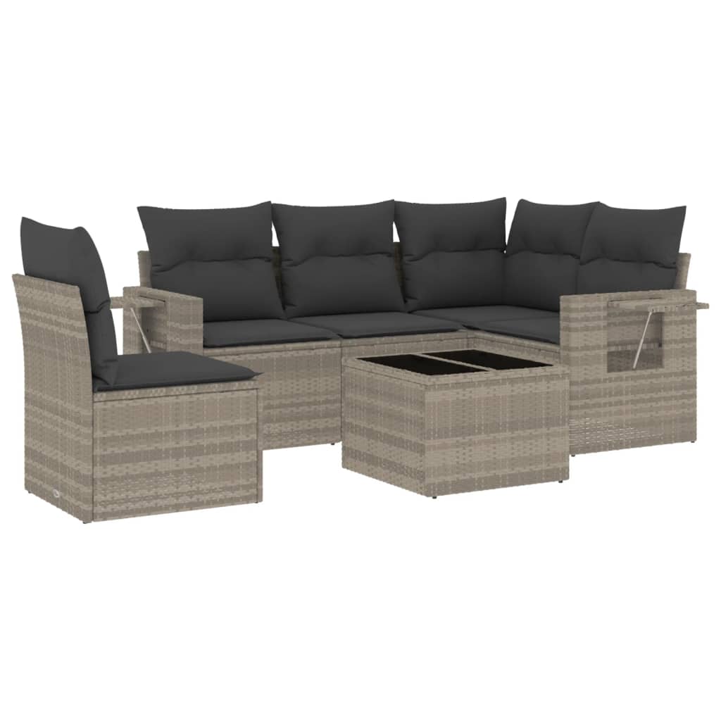 Set canapele de grădină cu perne, 6 piese gri deschis poliratan GartenMobel Dekor