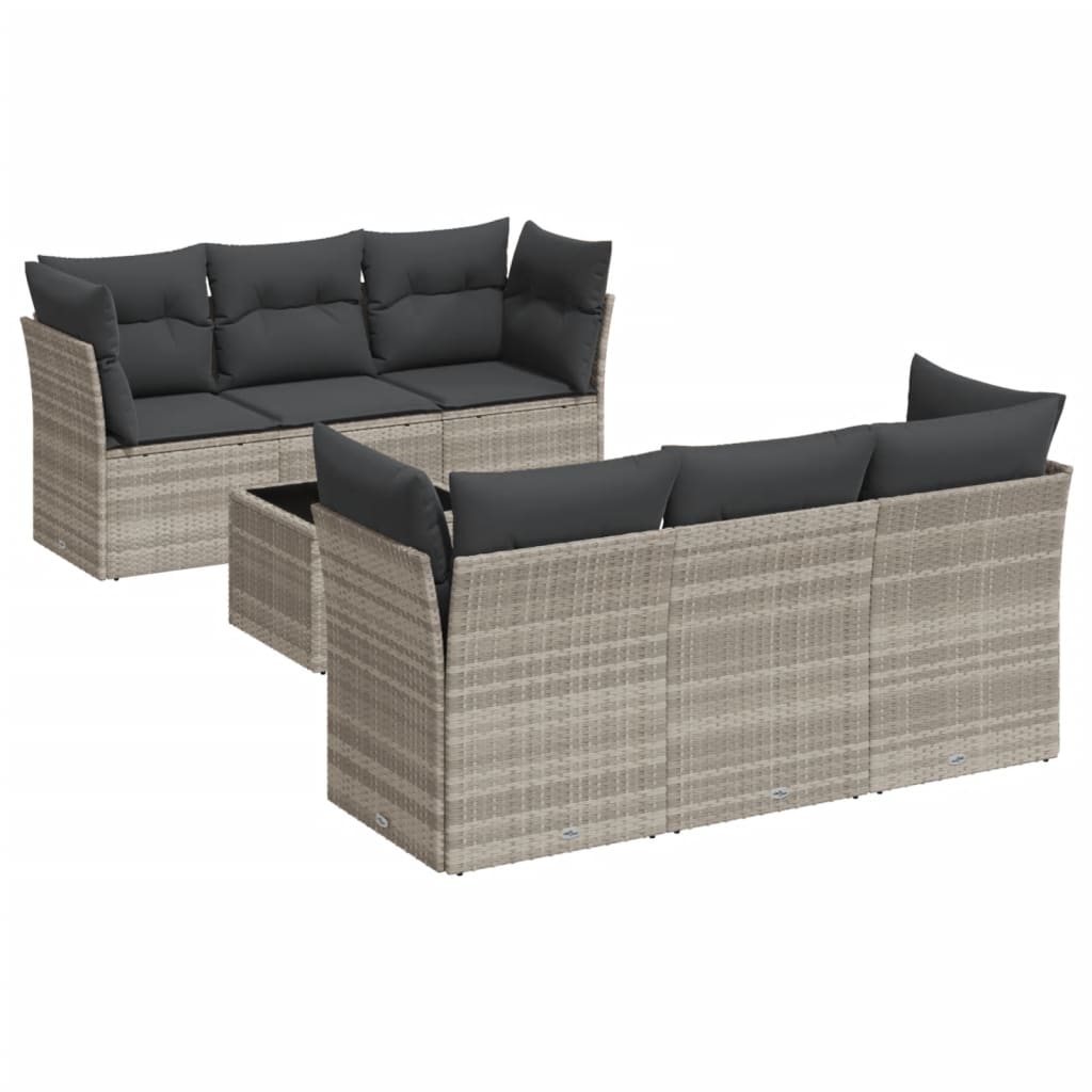 Set canapele de grădină cu perne, 7piese gri deschis poliratan GartenMobel Dekor