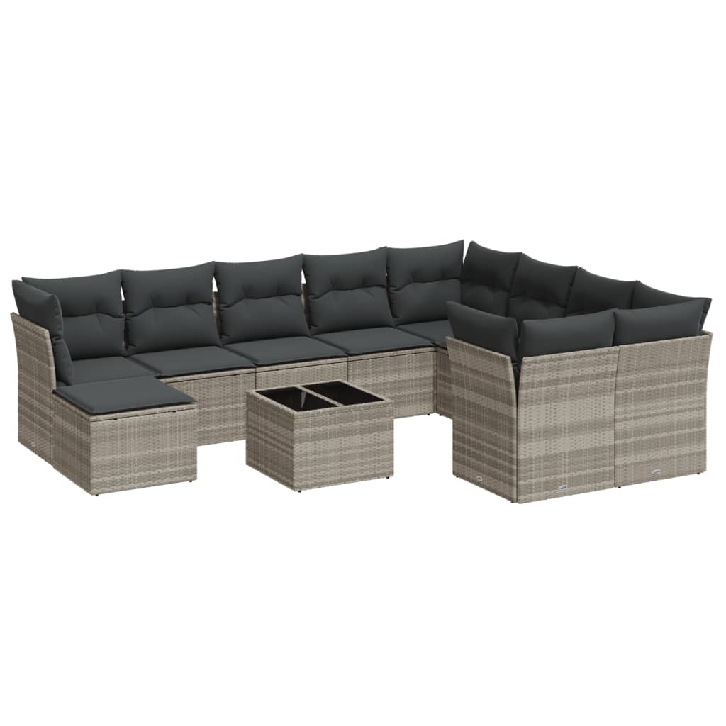 Set canapele de grădină cu perne, 11 piese, gri, poliratan GartenMobel Dekor
