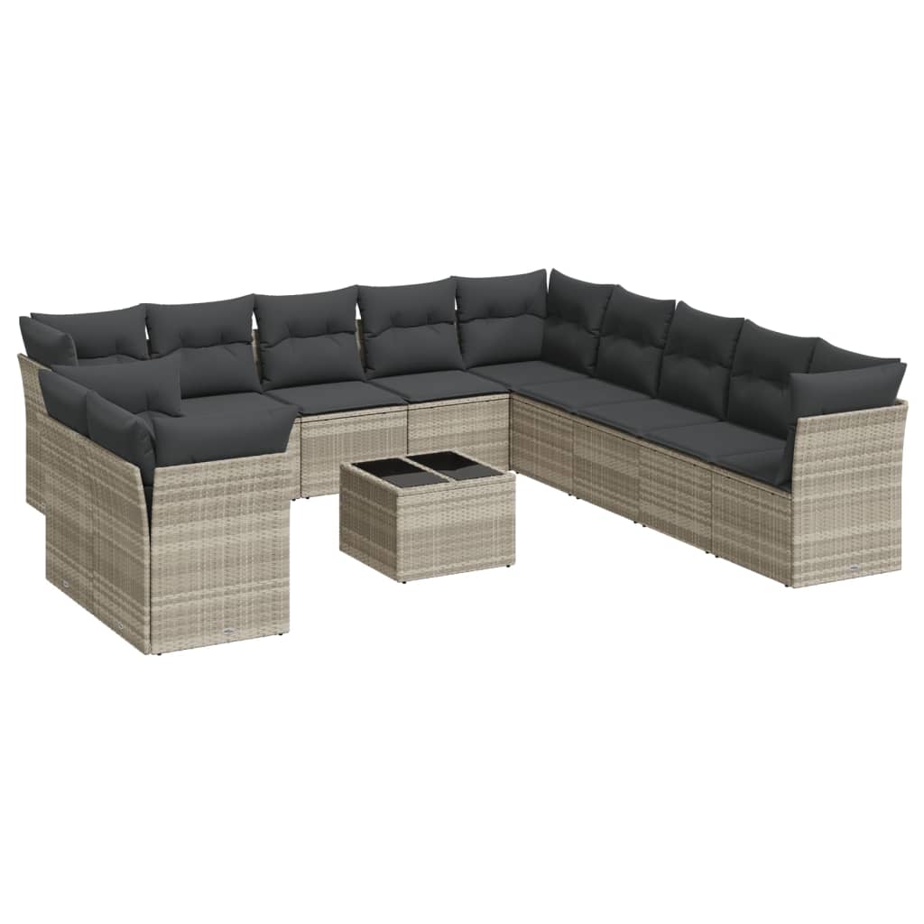 Set canapele de grădină cu perne, 12piese gri deschis poliratan GartenMobel Dekor