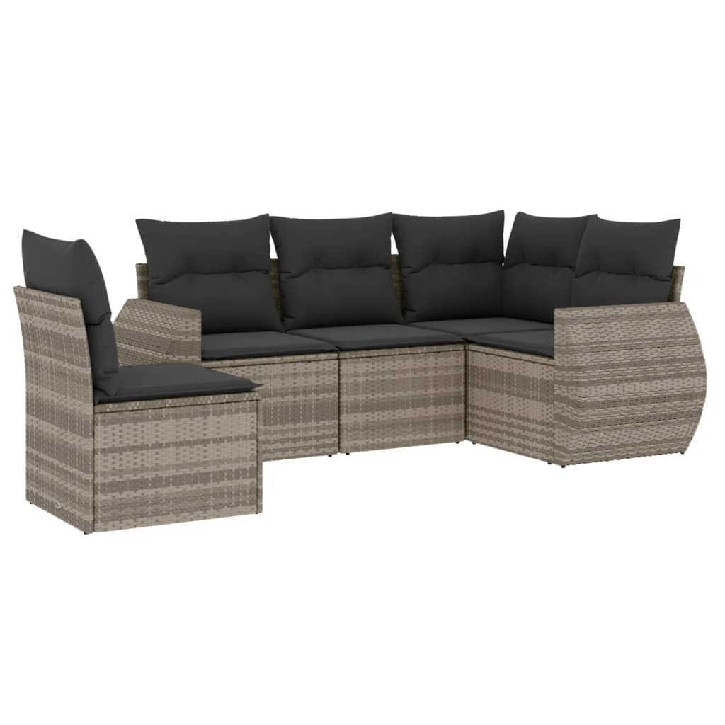 Set canapele de grădină cu perne, 5 piese gri deschis poliratan GartenMobel Dekor