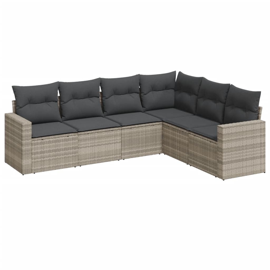 Set canapele de grădină cu perne, 6 piese gri deschis poliratan GartenMobel Dekor