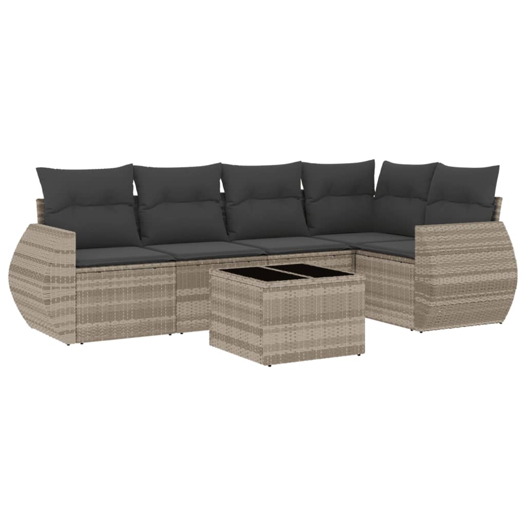 Set canapele de grădină cu perne, 6 piese gri deschis poliratan GartenMobel Dekor