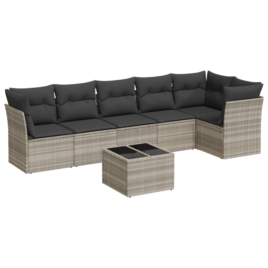 Set canapele de grădină cu perne, 7piese gri deschis poliratan GartenMobel Dekor