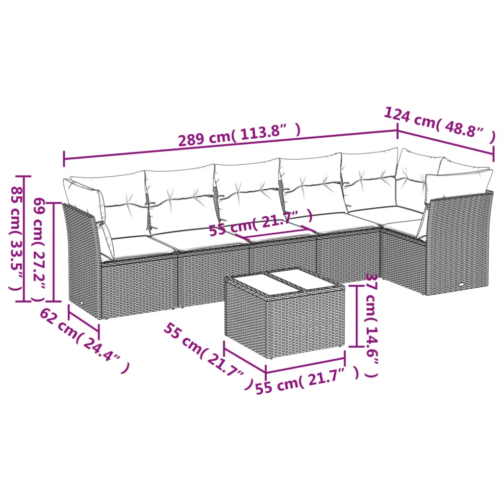 Set canapele de grădină cu perne, 7piese gri deschis poliratan GartenMobel Dekor