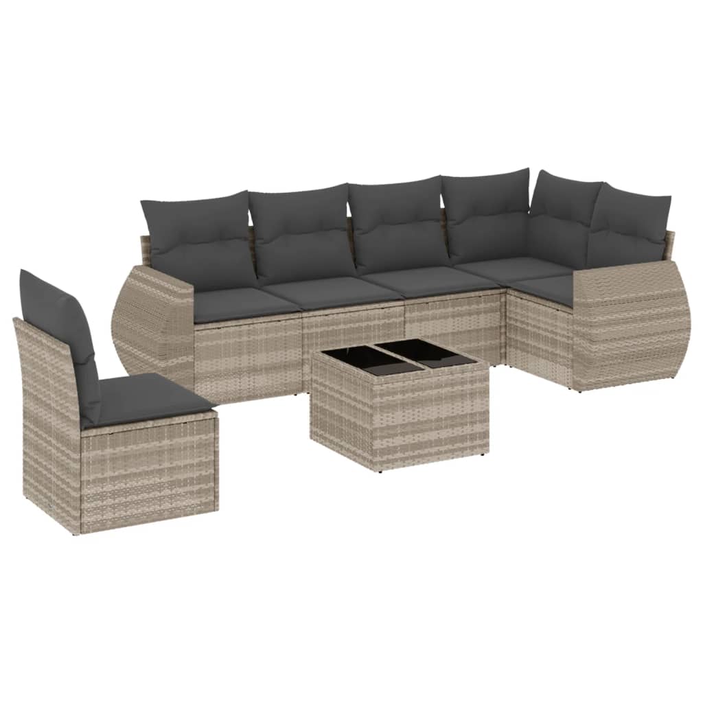 Set canapele de grădină cu perne, 7piese gri deschis poliratan GartenMobel Dekor
