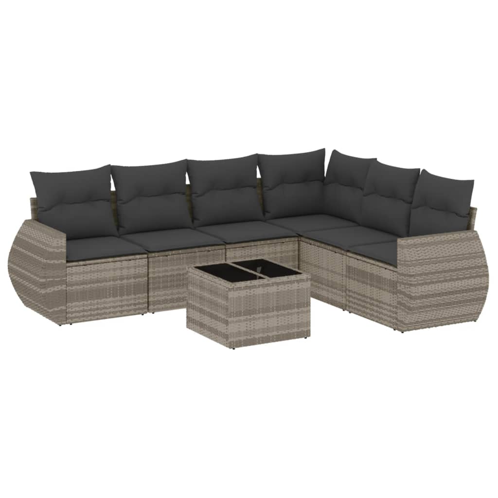 Set canapele de grădină cu perne, 7piese gri deschis poliratan GartenMobel Dekor