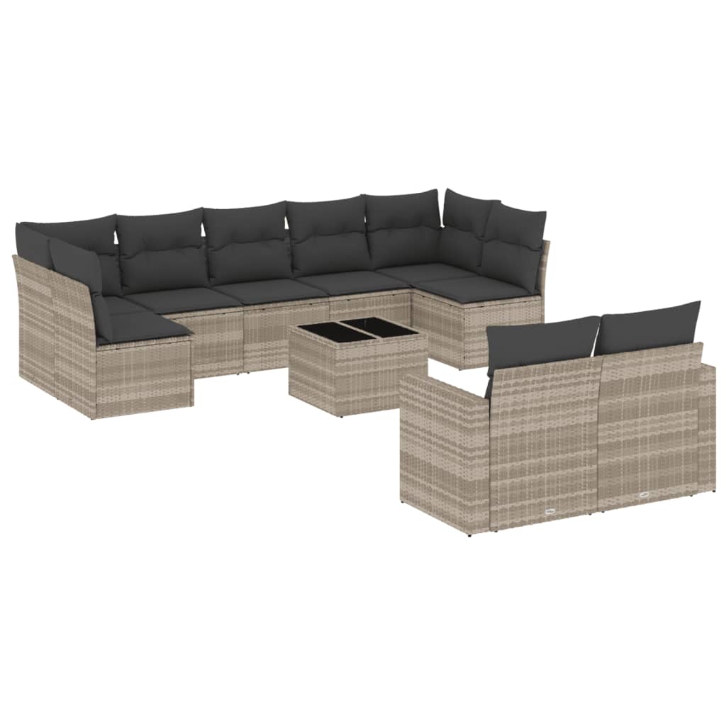 Set canapele de grădină cu perne 10 piese gri deschis poliratan GartenMobel Dekor