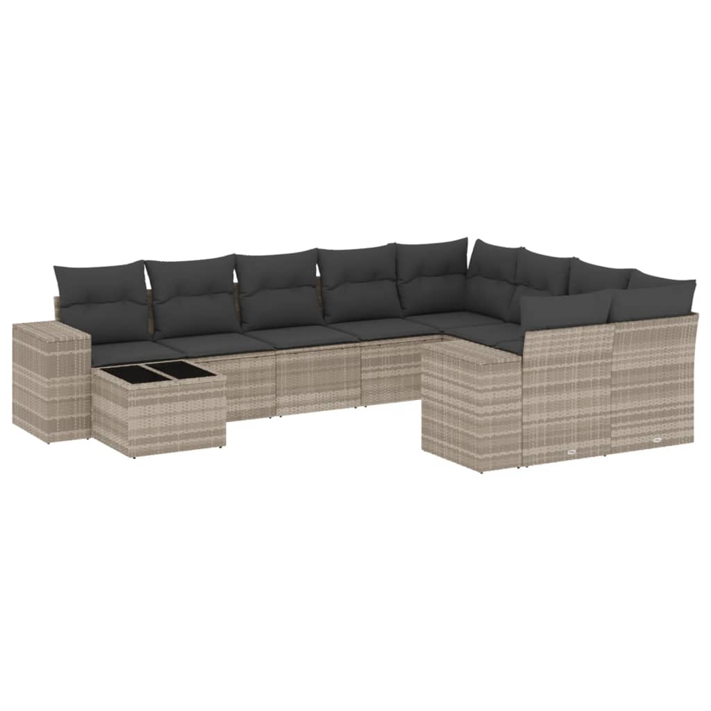 Set canapele de grădină cu perne 10 piese gri deschis poliratan GartenMobel Dekor