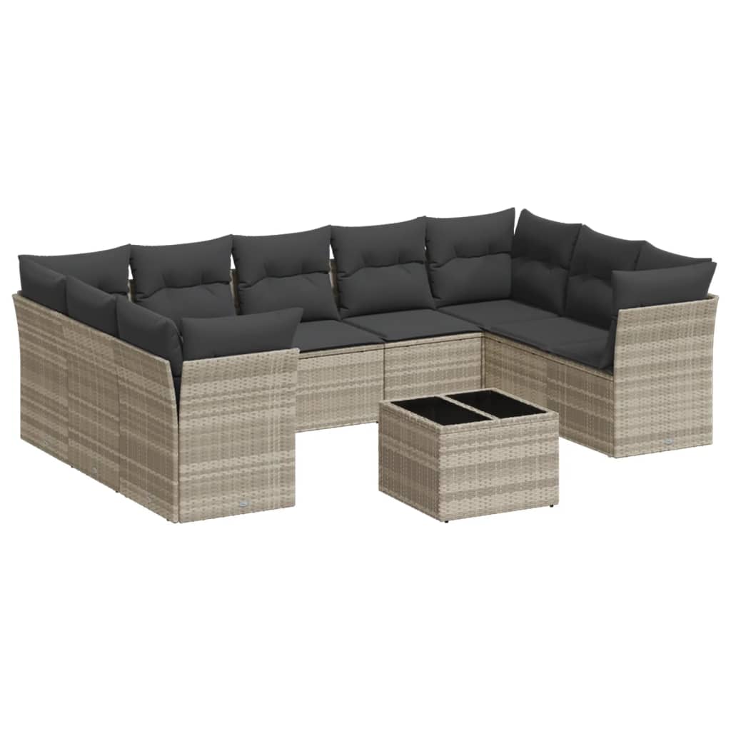 Set canapele de grădină cu perne 10 piese gri deschis poliratan GartenMobel Dekor