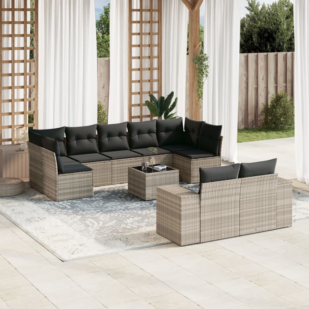 Set canapele de grădină cu perne 10 piese gri deschis poliratan GartenMobel Dekor