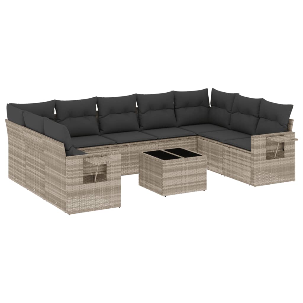 Set canapele de grădină cu perne 10 piese gri deschis poliratan GartenMobel Dekor