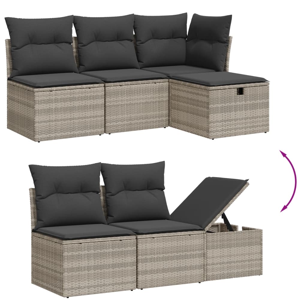 Set canapele de grădină cu perne, 5 piese gri deschis poliratan GartenMobel Dekor