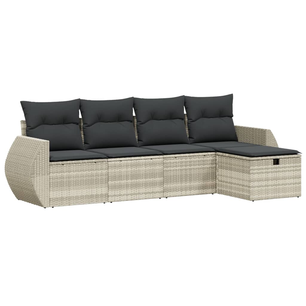 Set canapele de grădină cu perne, 5 piese gri deschis poliratan GartenMobel Dekor