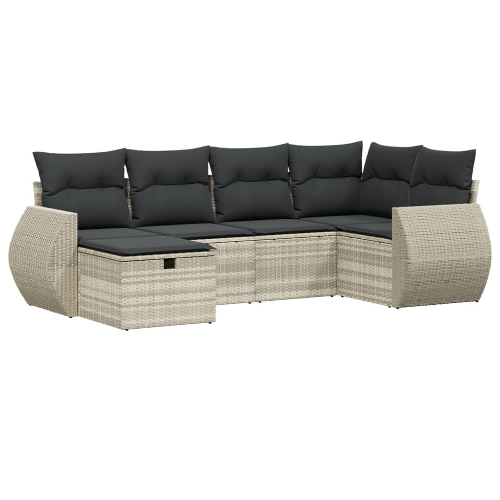 Set canapele de grădină cu perne, 6 piese gri deschis poliratan GartenMobel Dekor