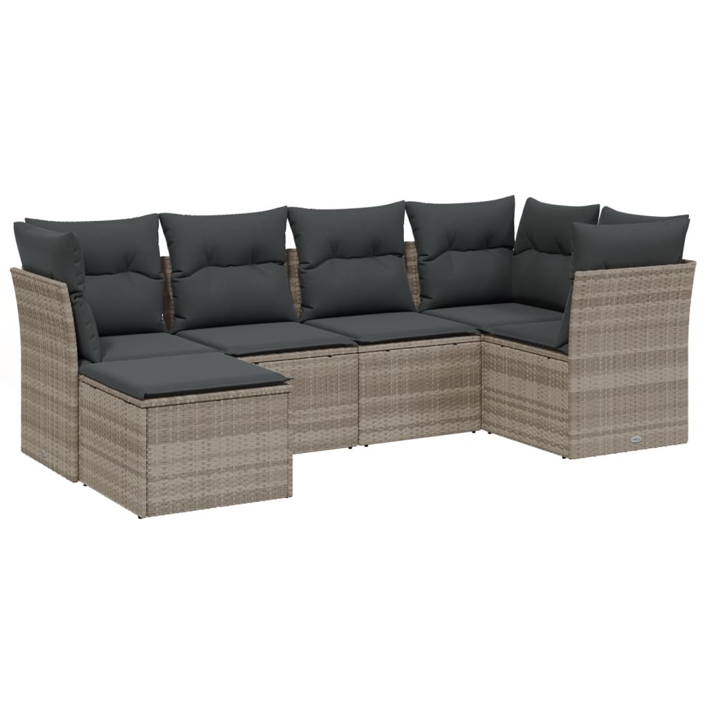 Set canapele de grădină cu perne, 6 piese gri deschis poliratan GartenMobel Dekor