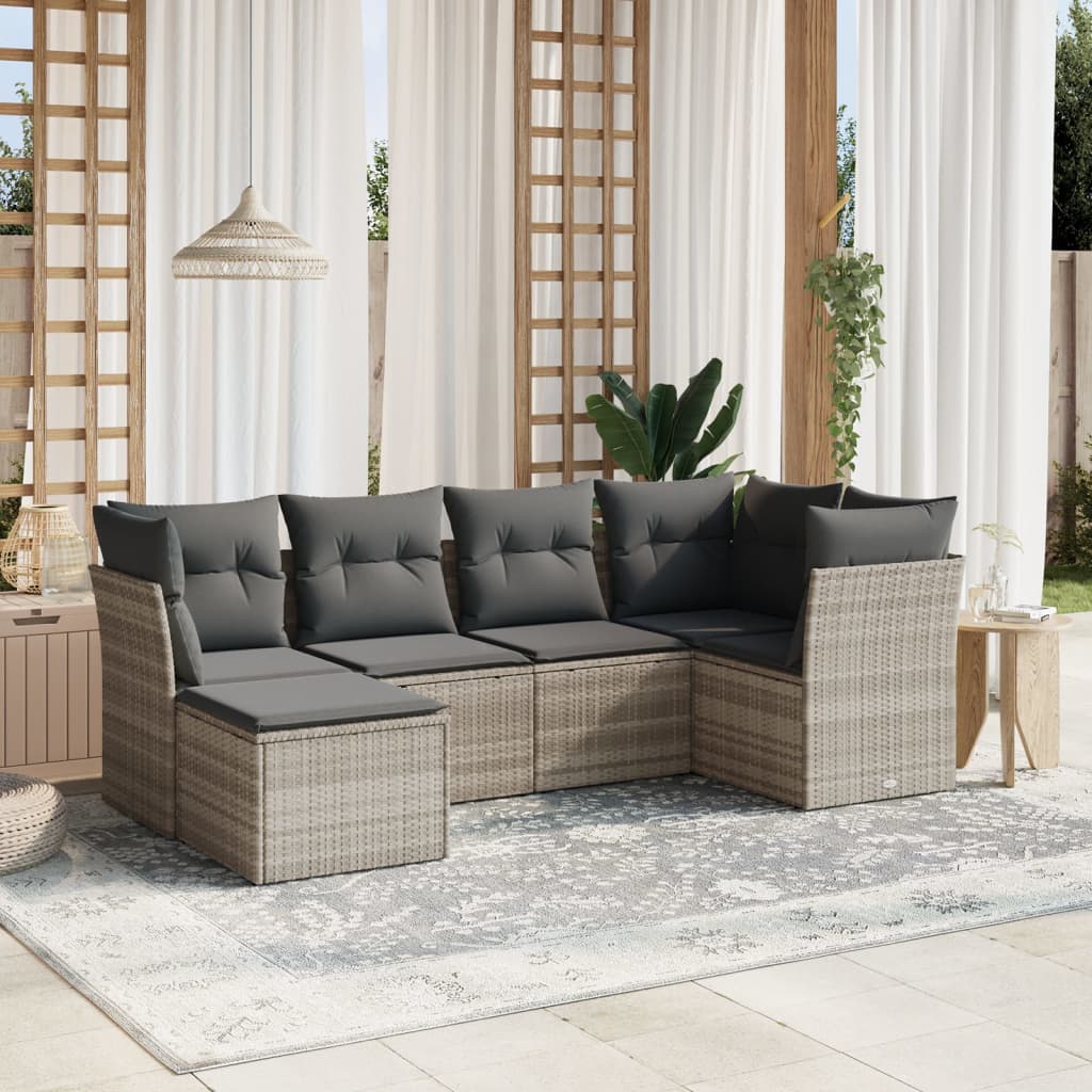 Set canapele de grădină cu perne, 6 piese gri deschis poliratan GartenMobel Dekor