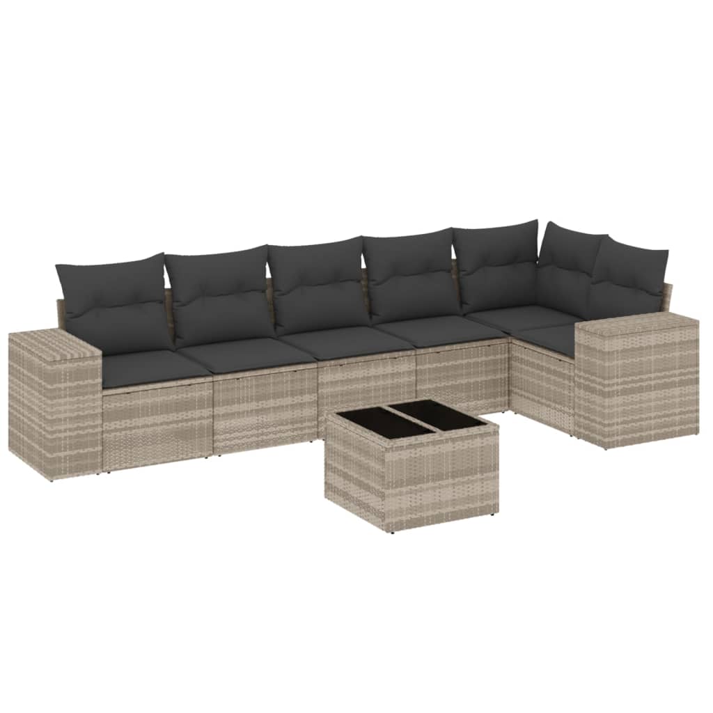 Set canapele de grădină cu perne, 7piese gri deschis poliratan GartenMobel Dekor