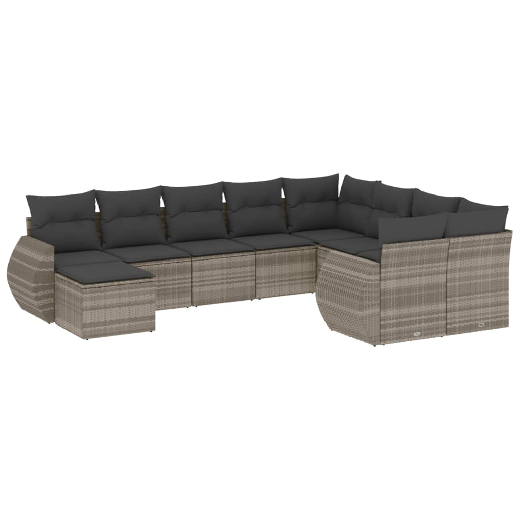 Set canapele de grădină cu perne 10 piese gri deschis poliratan GartenMobel Dekor